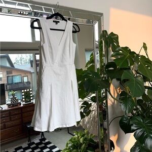 Banana Republic White Denim Pleated Dress